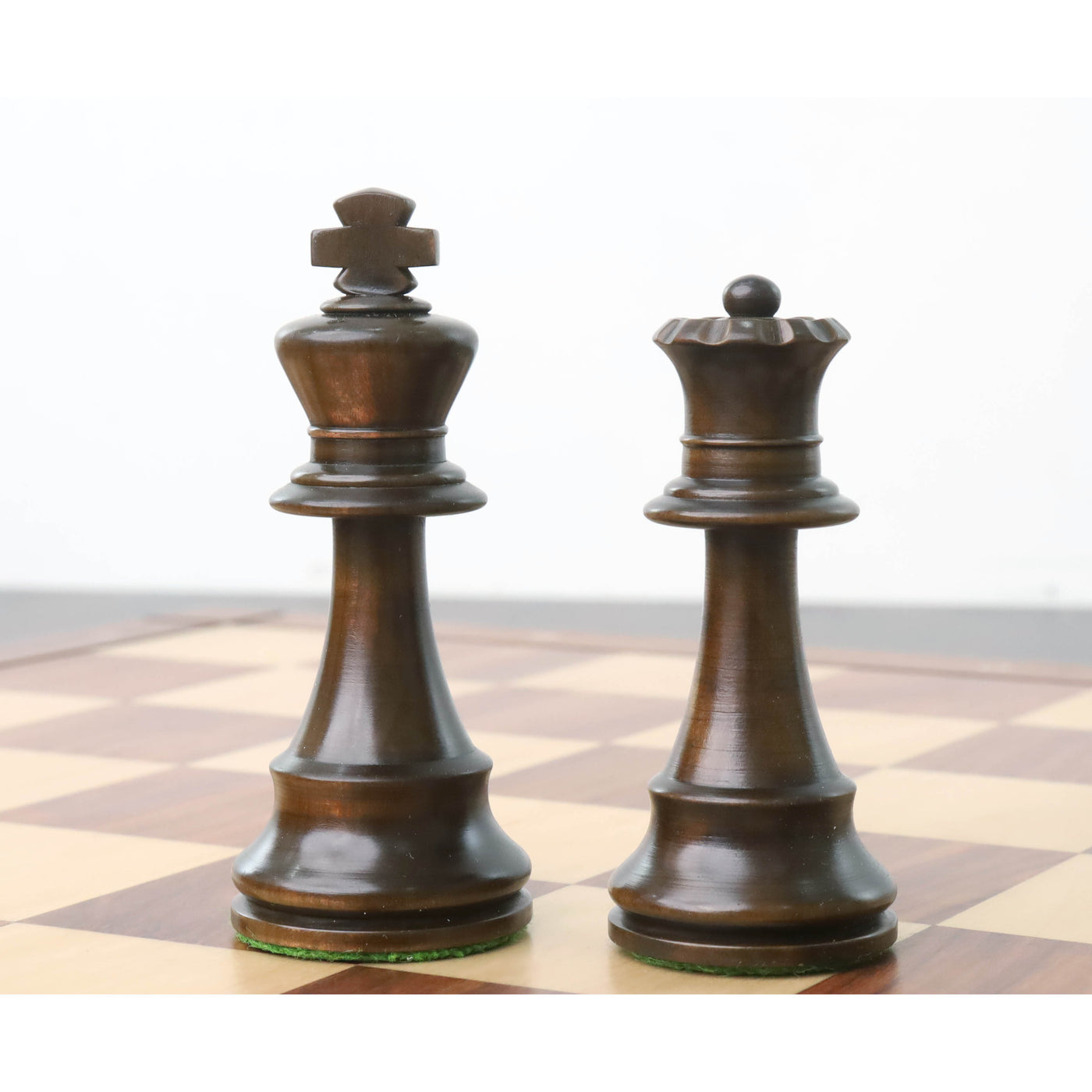 Improved French Lardy Chess Set - Chess Pieces Only - Walnut Stained boxwood - 3.9" King