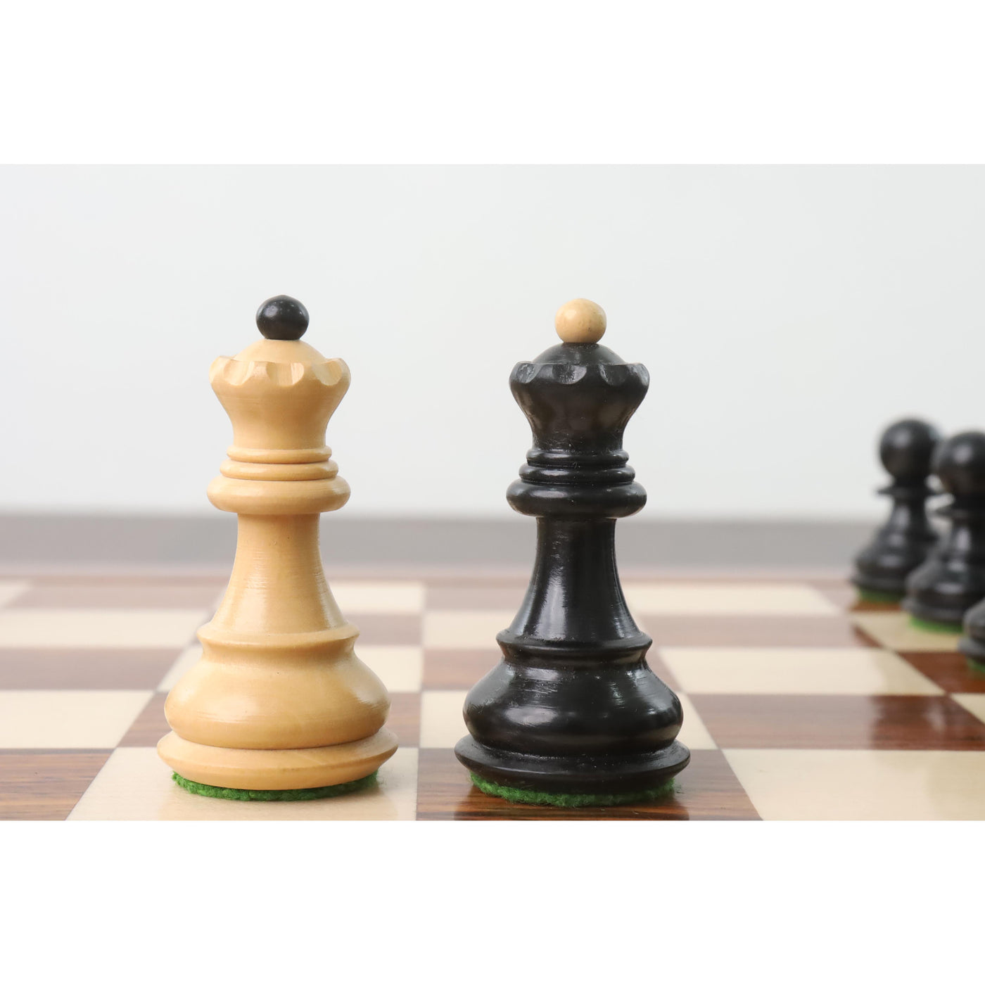 Combo of 2.6″ Russian Zagreb Chess Set - Pieces in Ebonised Boxwood with Board and Box