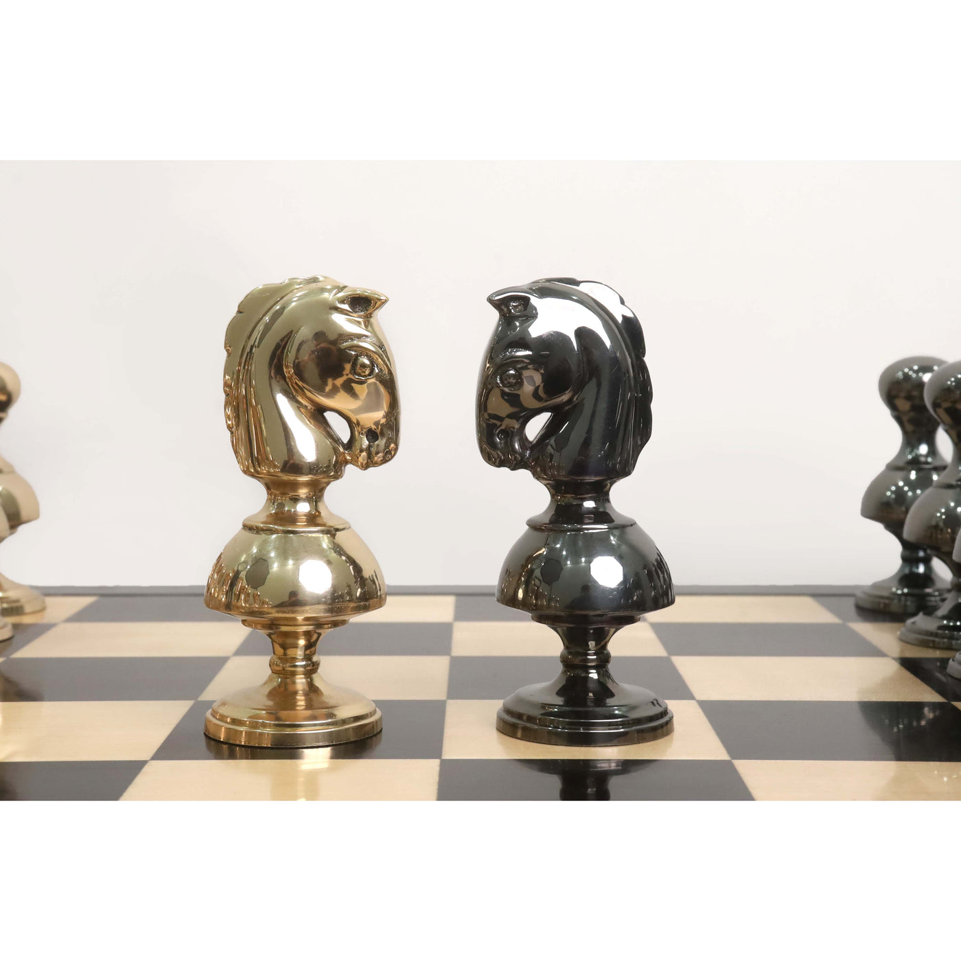 6” Giant Victorian Series Brass Metal Luxury Combo Chess Set - Pieces in Metal with 25" Ebony Wood  Chess board