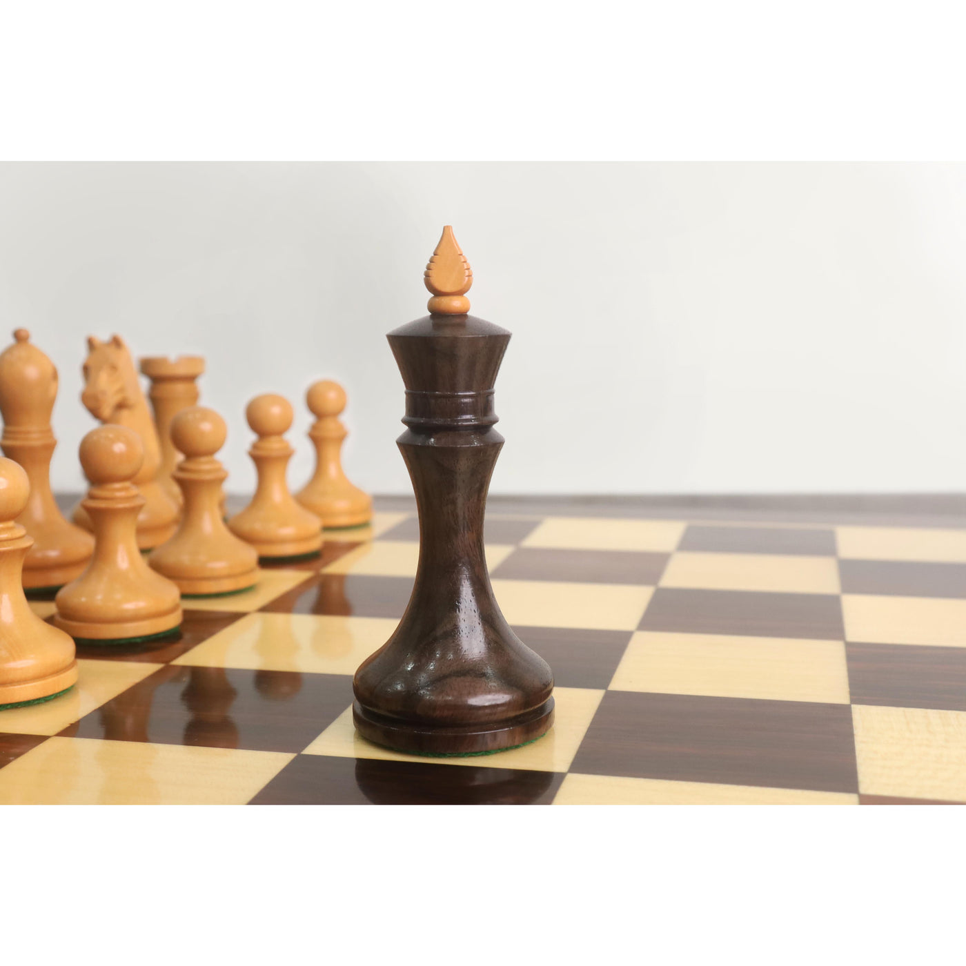 3.8" Candidates Series Minimalist Chess Set- Chess Pieces Only- Rosewood & Antiqued Boxwood