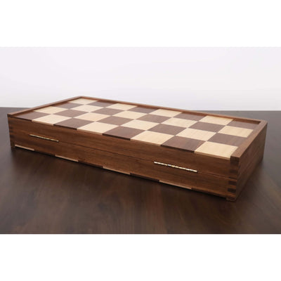 1950's Dubrovnik Chess Board Folding Style in Golden Rosewood & Maple Wood with Internal Storage - 57 mm square