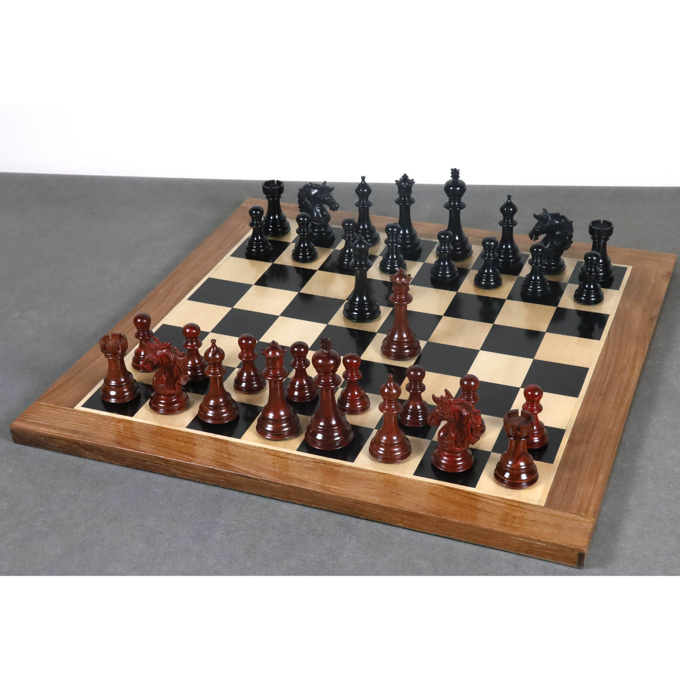 Slightly Imperfect  4.6" Prestige Luxury Staunton Chess Set- Chess Pieces Only - Bud Rosewood & Ebony-Triple Weighted