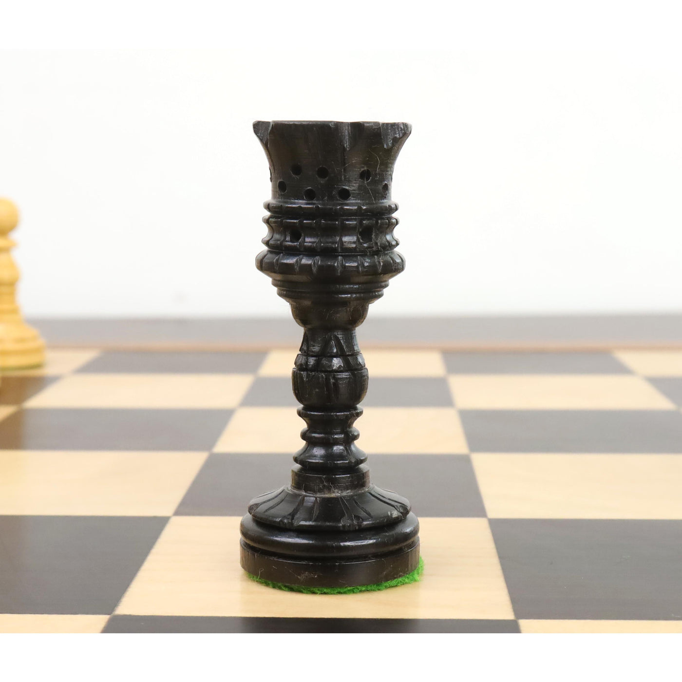 4.7" Hand Carved Lotus Series Chess Set - Chess Pieces Only in Weighted Ebony Wood