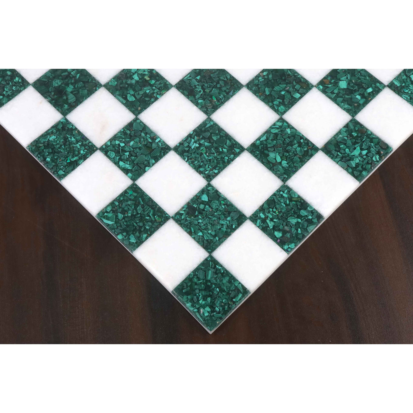 15'' Borderless Malachite Stone Luxury Chess Board - Green and White Semi Precious Stone