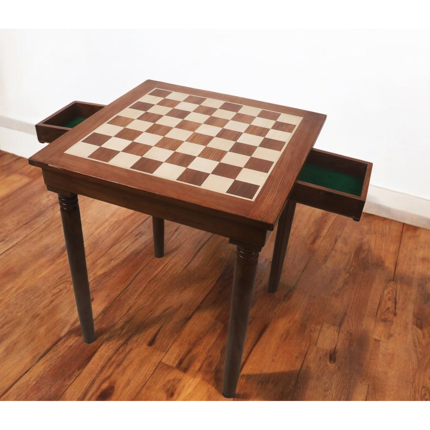 23" Tournament Chess Board Table with Drawers - 27" Height - Golden Rosewood & Maple