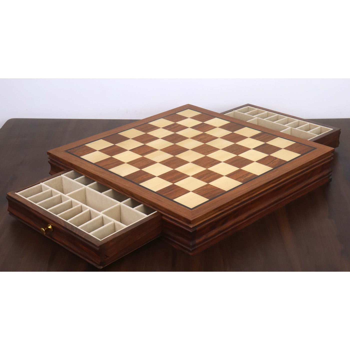 20” Legacy Golden Rosewood Luxury Chess Board with Velvet Storage Drawers