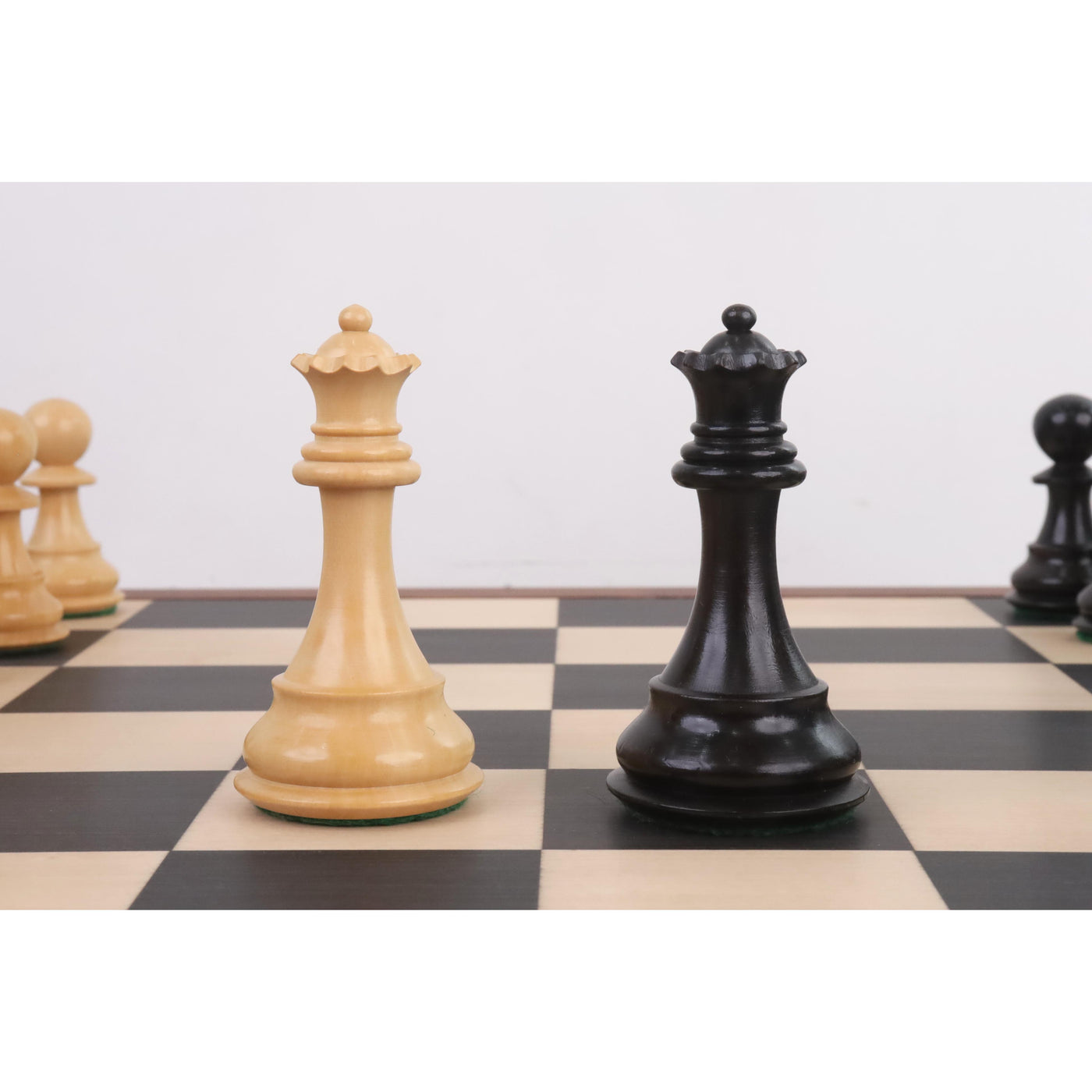 4" Fierce Knight Staunton Chess Set - Chess Pieces Only - Weighted Ebonised Boxwood
