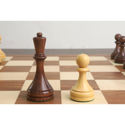 Combo of 1935 Botvinnik Flohr-II Soviet Chess Set - Pieces in Golden Rosewood with Board and Box