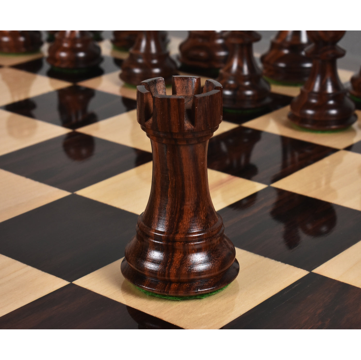 4" Fierce Knight Staunton Chess Set - Chess Pieces Only - Weighted Rosewood