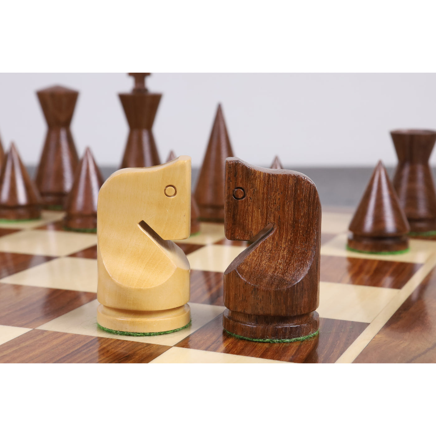 3" Russian Poni Minimalist Chessnut Air Sensor Compatible Set- Chess Pieces Only - Golden Rosewood & Boxwood