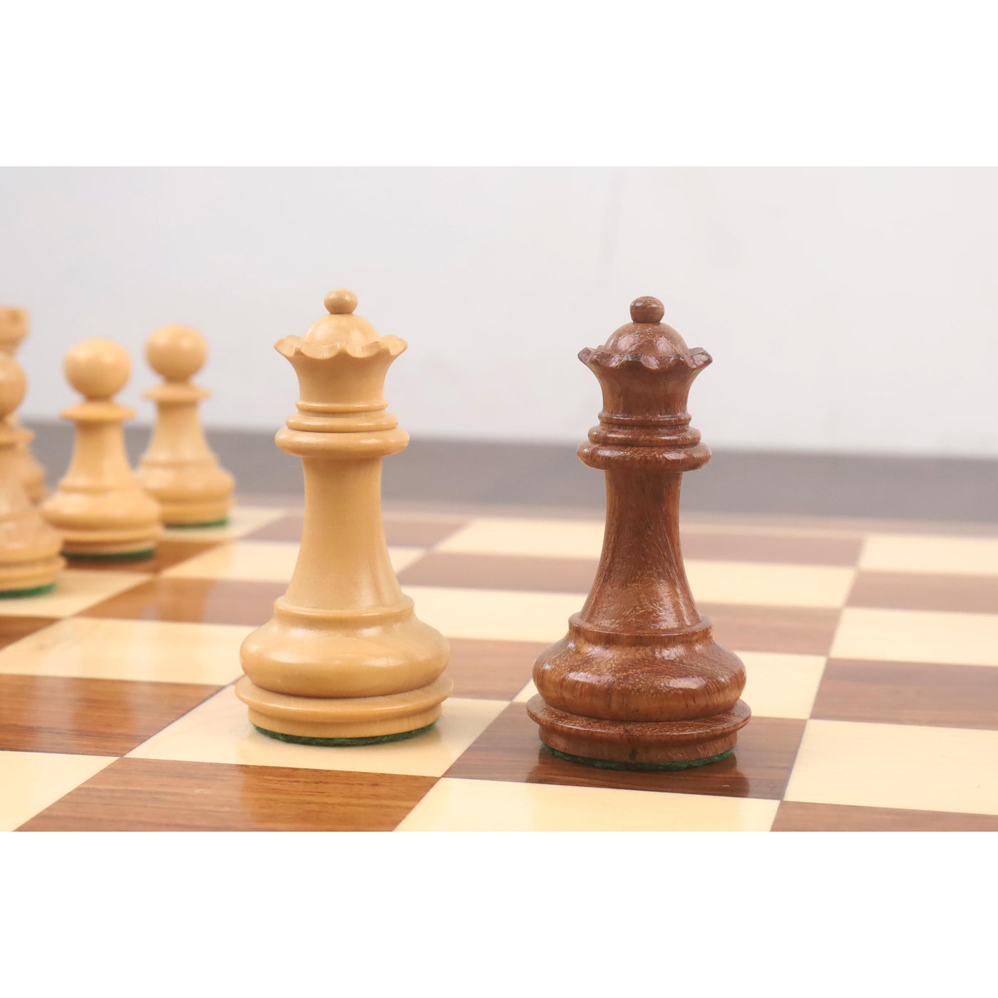 3.1" Chamfered Base Staunton Chess Set- Chess Pieces Only - Weighted Golden Rosewood