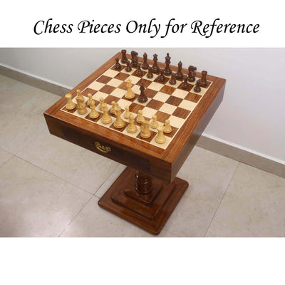 20" Monarch Series Chess Board Table with Drawers - 25" Height- Golden Rosewood & Maple