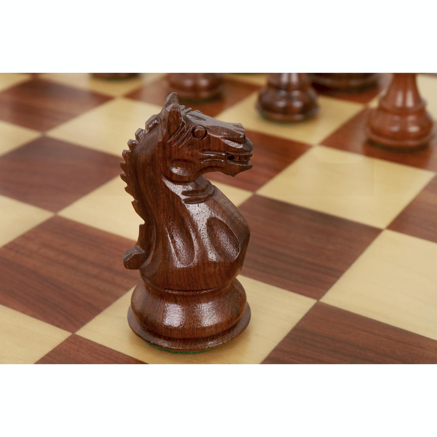 4" Fierce Knight Staunton Chess Set - Chess Pieces Only - Golden Rosewood & Boxwood