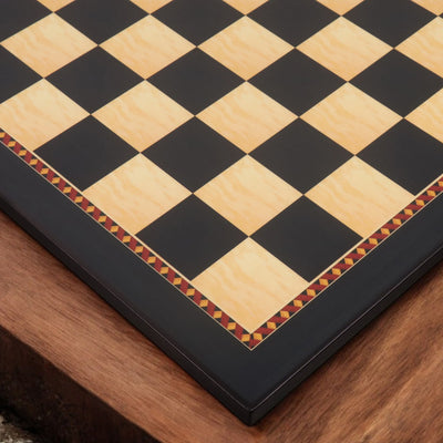 21" Queen's Gambit Printed Chess Board- Ebony & Maple - 55mm square- Matt Finish