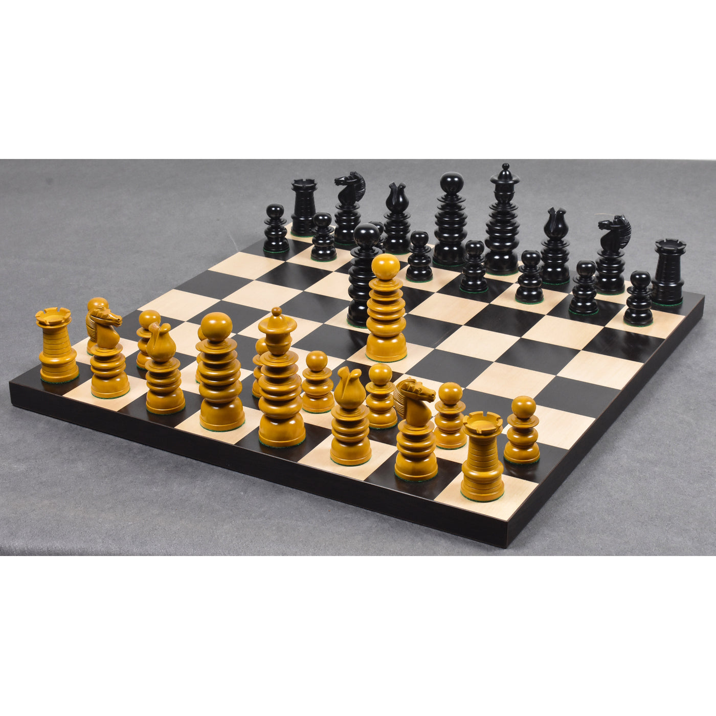 Slightly Imperfect 4.3" St. George Pre-Staunton Calvert Chess Set- Chess Pieces Only-Antiqued Boxwood And Ebony