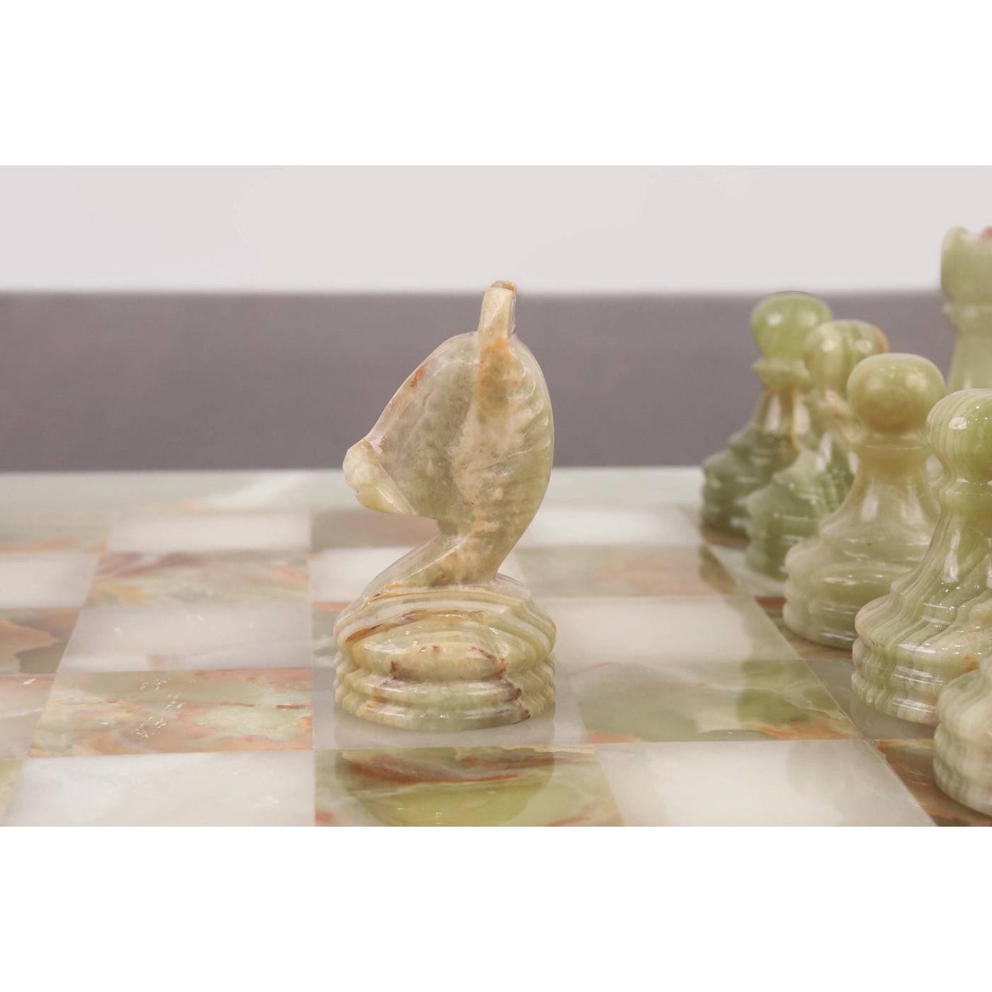Onyx Marble & Stone Chess Pieces & Board Combo Set - 15" - Handcrafted Chess Set