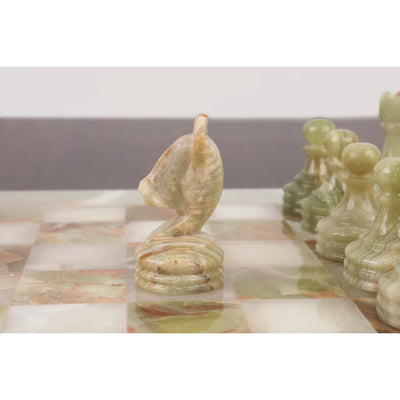 Onyx Marble & Stone Chess Pieces & Board Combo Set - 15" - Handcrafted Chess Set