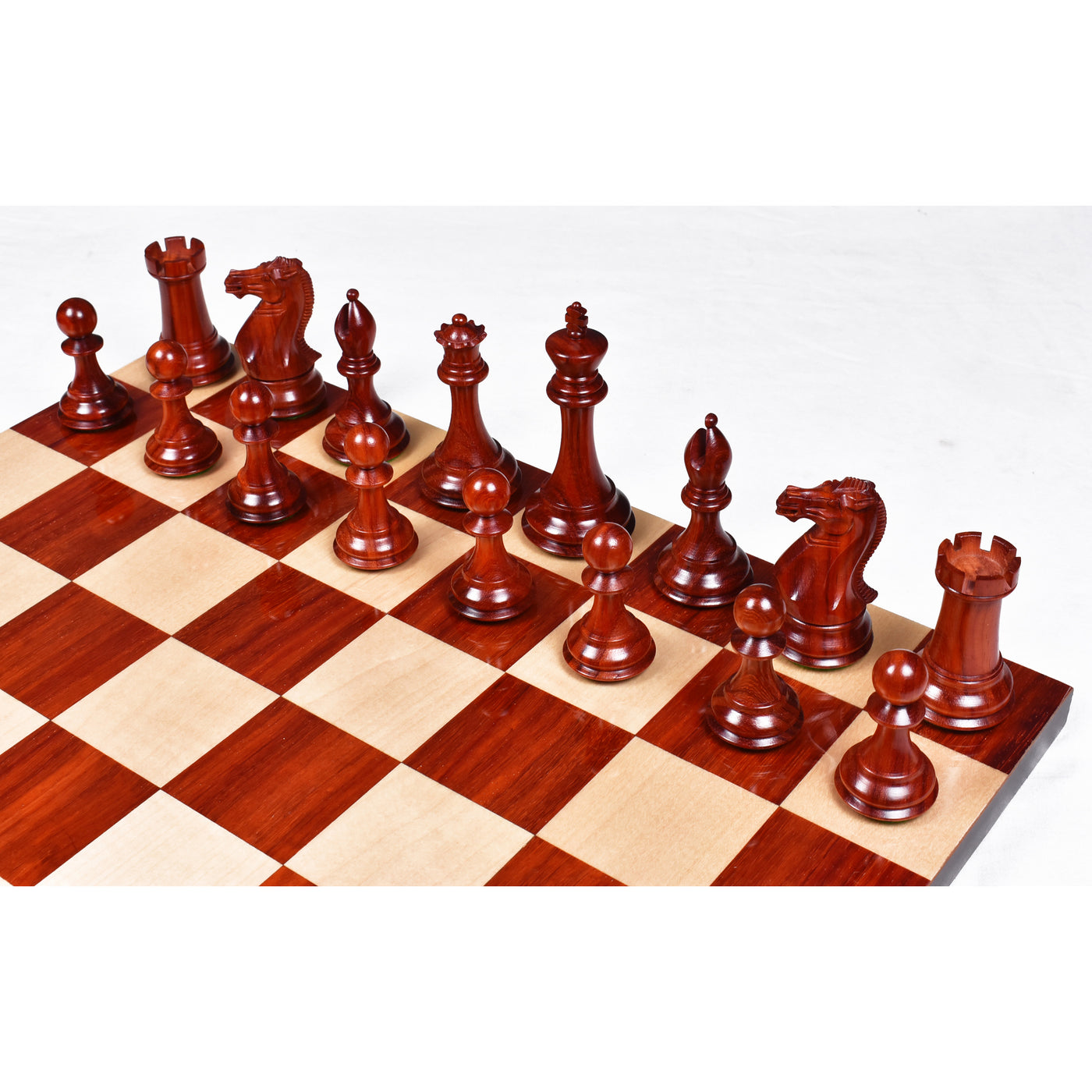 Combo of 4" Sleek Staunton Luxury Chess Set - Pieces in Bud Rose Wood with Board and Box