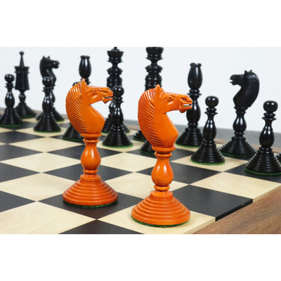 4.7" Pre-Staunton Chess Set - Chess Pieces Only-Double Weighted Ebony & Antiqued Boxwood