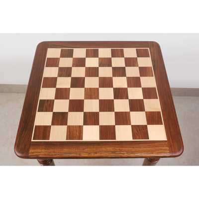 Combo of 22" Tournament Golden Rosewood Chess Board Table - 25" Height with 4.1" Pro Staunton Weighted Sheesham Wood Chess Pieces