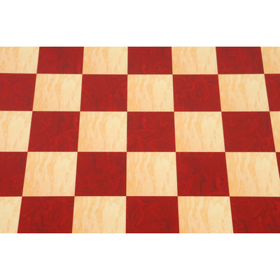 21" Red Ash Burl & Burl Boxwood Printed Chess Board- 55mm square- Gloss Finish