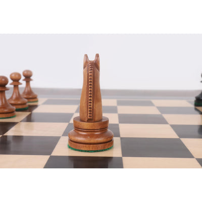 1900s' American Chess Company Reproduction Chess Set - Chess Pieces Only - Antiqued & Ebonised Boxwood - 3.9" King