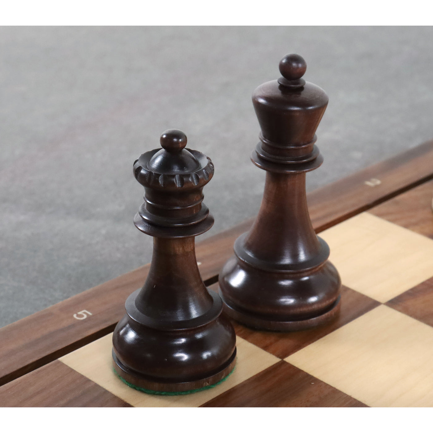 Slightly Imperfect 1950s' Fischer Dubrovnik Chess Set- Chess Pieces Only - Unweighted Base - Mahogany Stained Boxwood