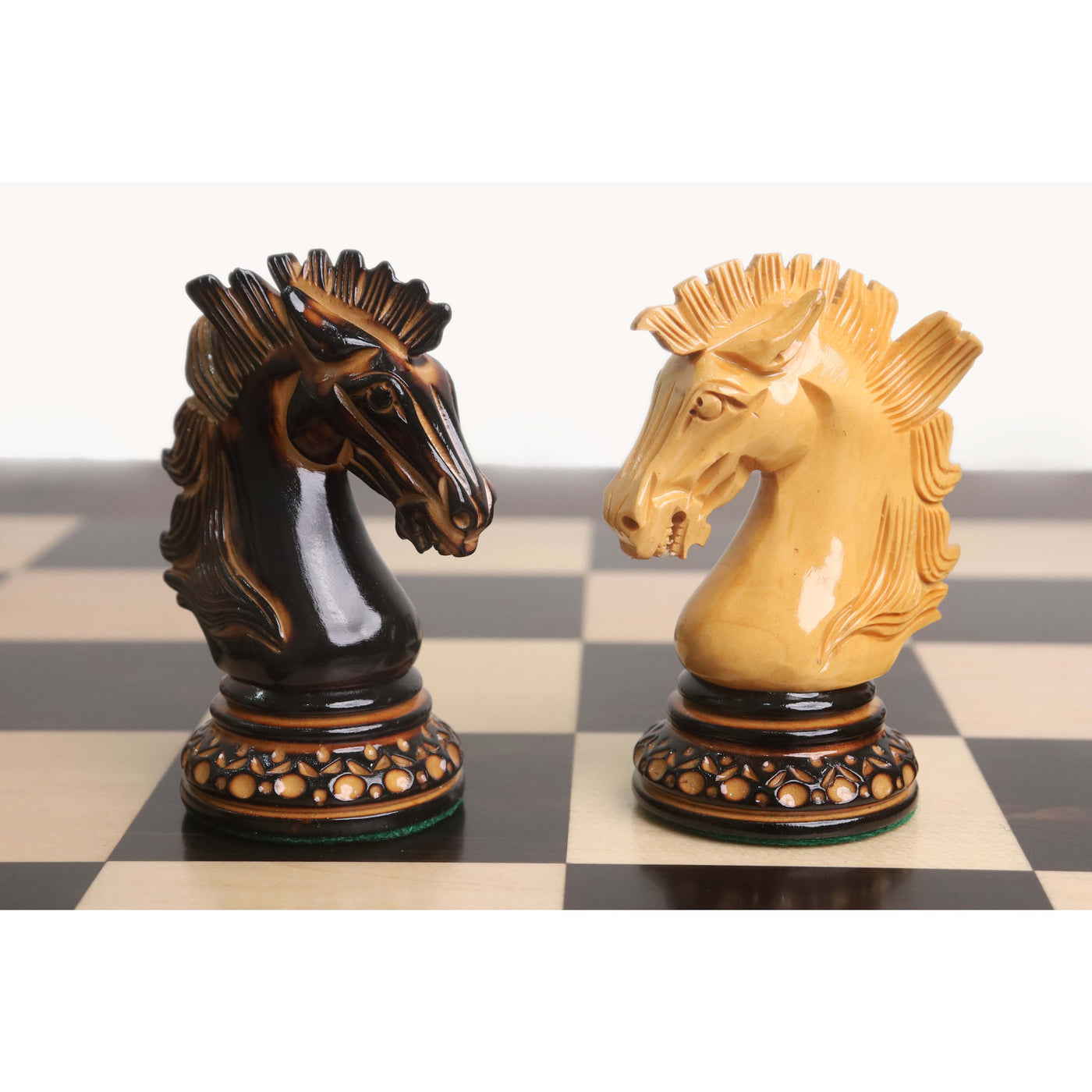 Alexandria Luxury Staunton Burnt Carving Chess Set- Chess Pieces Only - Triple Weighted - Lacquered Boxwood