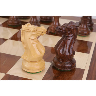 Combo of Pro Staunton Chess Pieces with 22" Wooden Tournament Chess Board Table