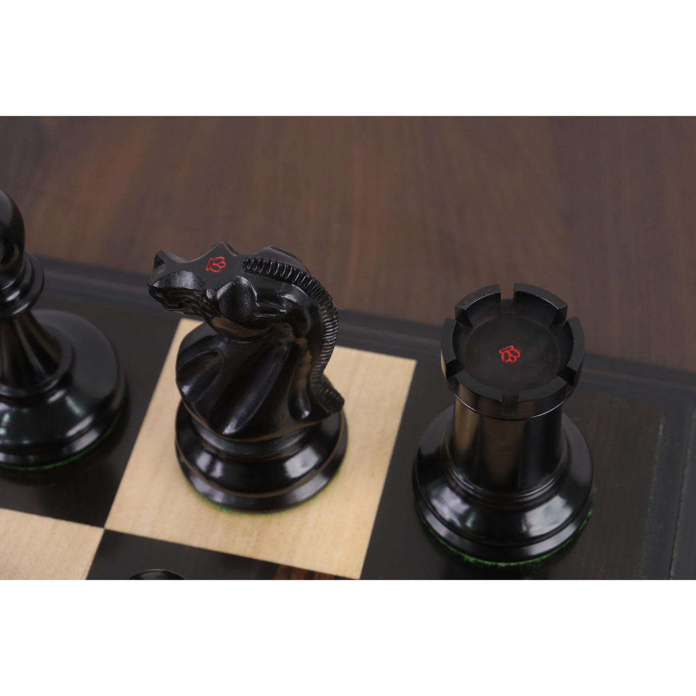 19th century B & Co Reproduced Luxury Chess Set- Chess Pieces Only- Ebony Wood & Boxwood– 4.2″ King