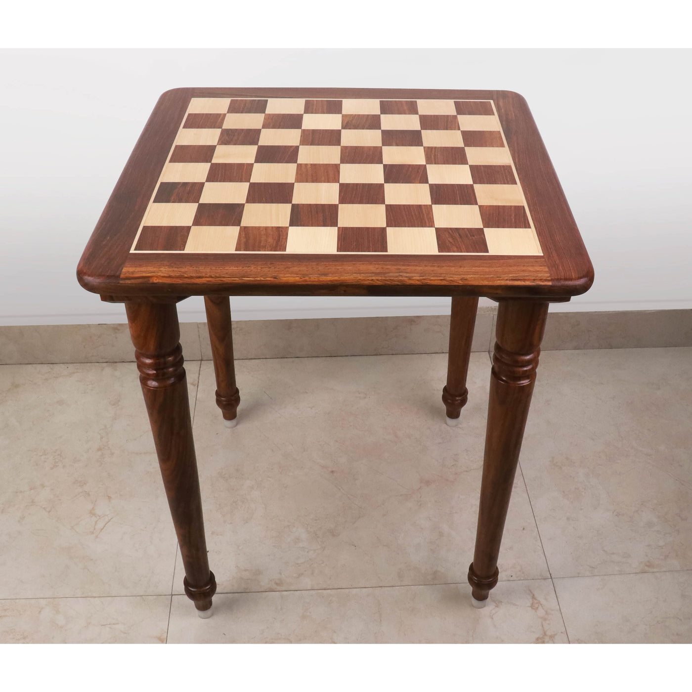 22" Tournament Chess Board Table with Stoppers - 25" Height - Golden Rosewood