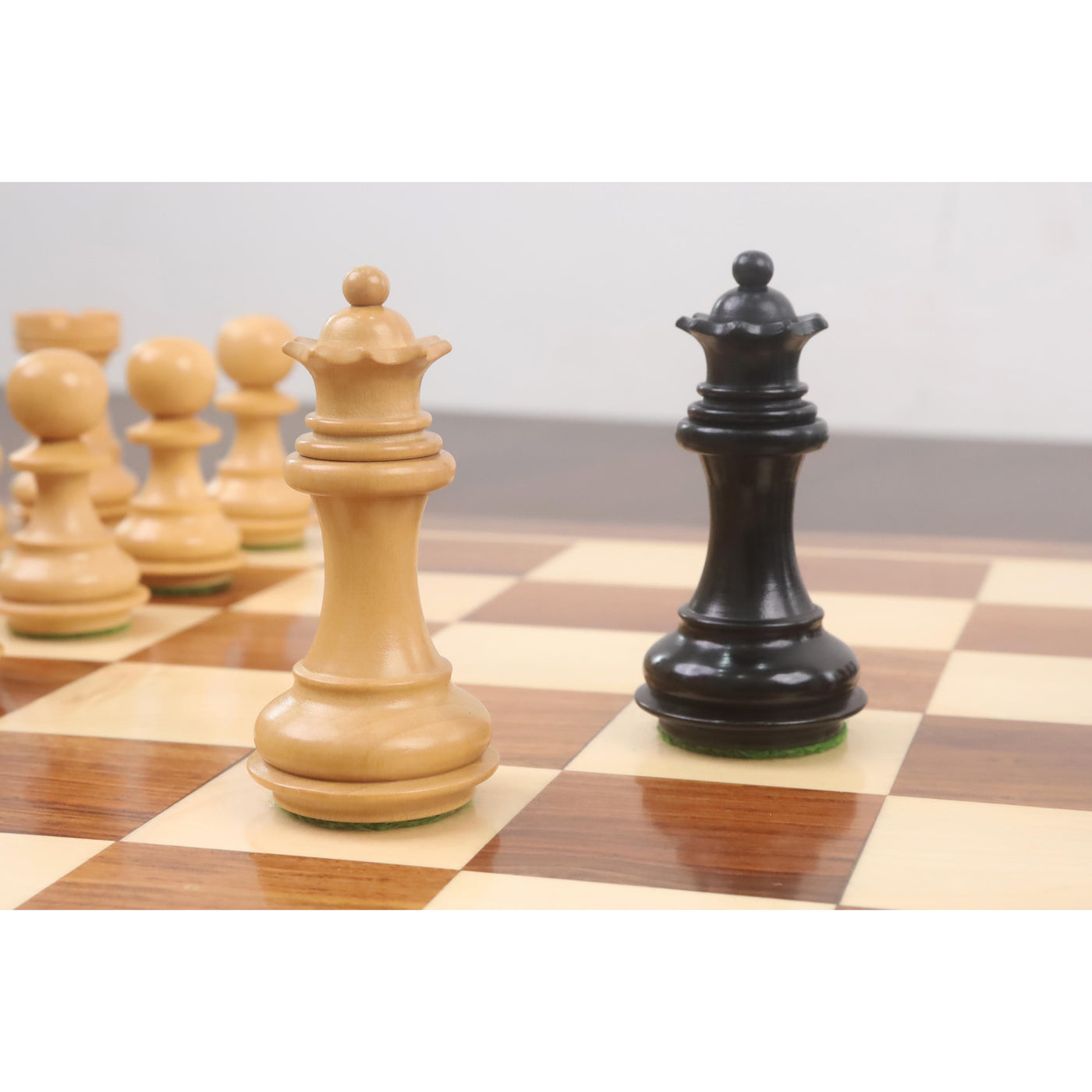 Slightly Imperfect 3.2" Laughing Knight Staunton Chess Set- Chess Pieces Only - Weighted Ebonised Boxwood