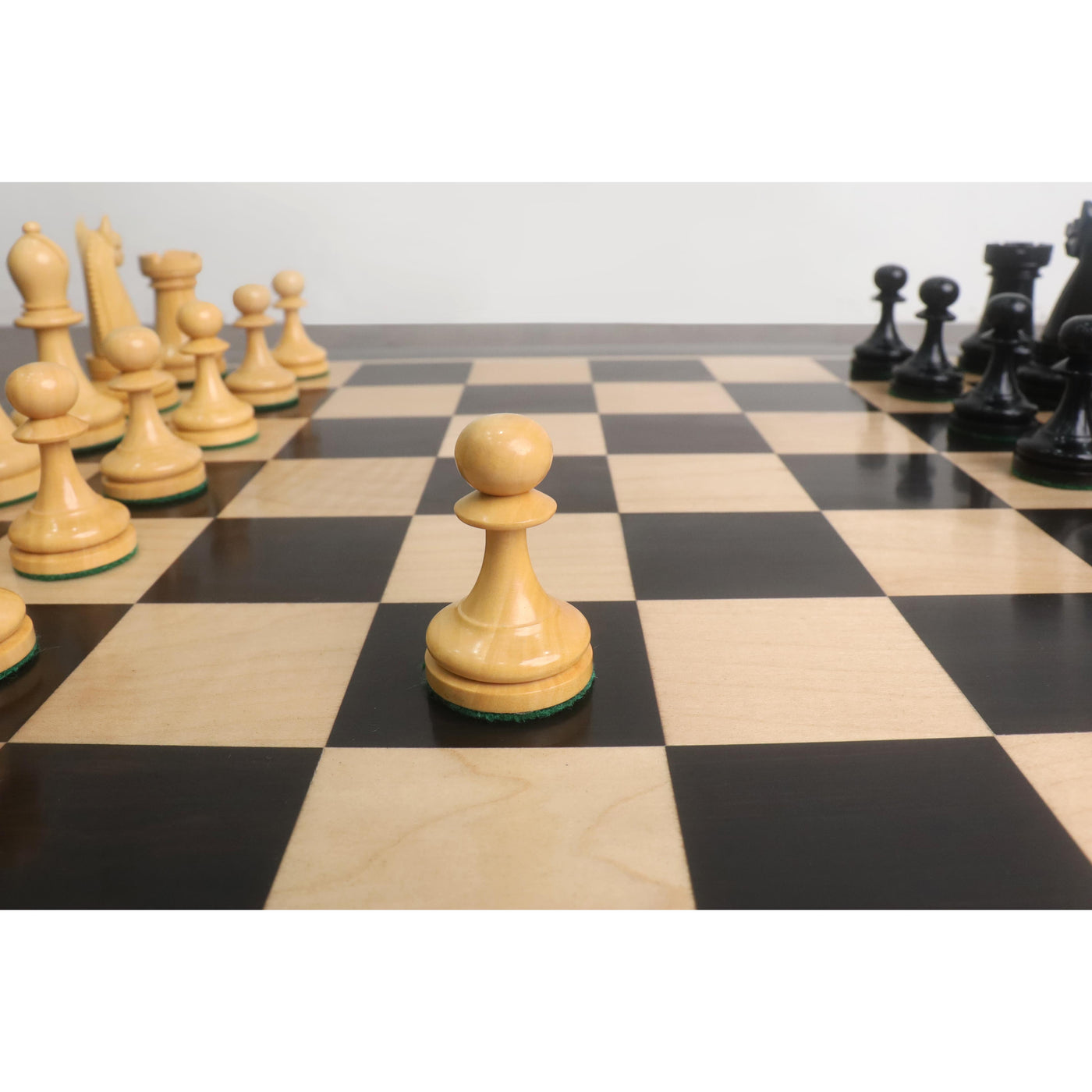 Combo of 1900s' American Chess Company Reproduction Set - Pieces in Ebony Wood with Chess Board & Storage Box