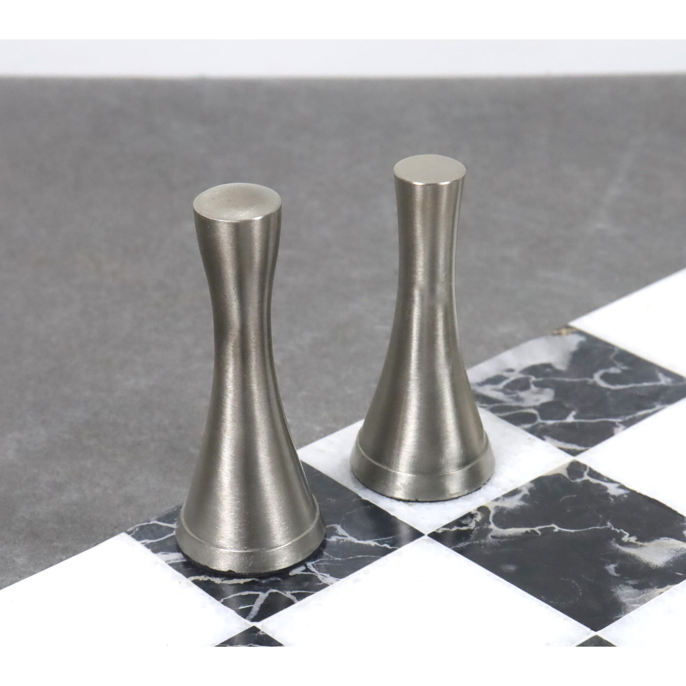 Slightly Imperfect 3.1" Tower Series Brass Metal Luxury Chess Pieces Only Set - Silver & Antique