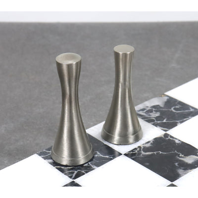 Slightly Imperfect 3.1" Tower Series Brass Metal Luxury Chess Pieces Only Set - Silver & Antique