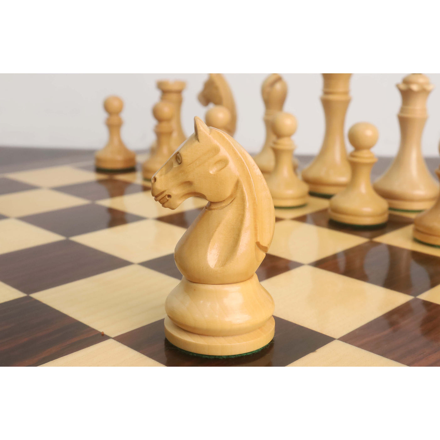 3.8" Candidates Series Minimalist Chess Set- Chess Pieces Only- Boxwood & Ebonised Boxwood