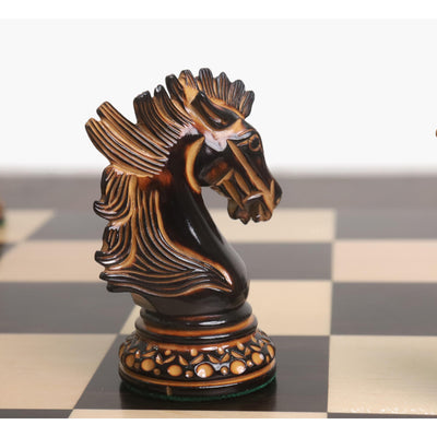 Alexandria Luxury Staunton Burnt Carving Chess Set- Chess Pieces Only - Triple Weighted - Lacquered Boxwood