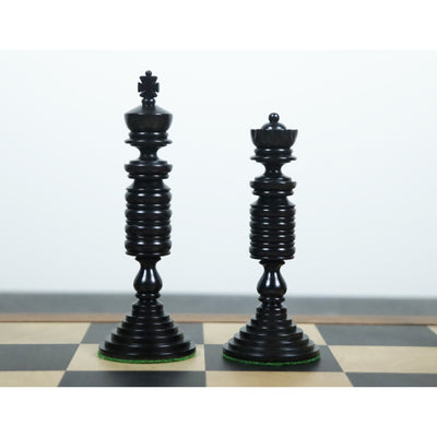 4.7" Pre-Staunton Chess Set - Chess Pieces Only-Double Weighted Ebony & Antiqued Boxwood