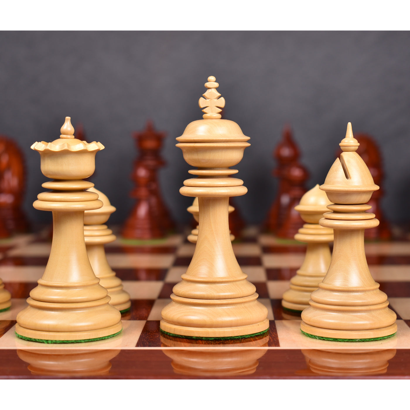 Combo of 4.4" Dragon Luxury Staunton Chess Set - Pieces in Bud Rosewood with Board and Box