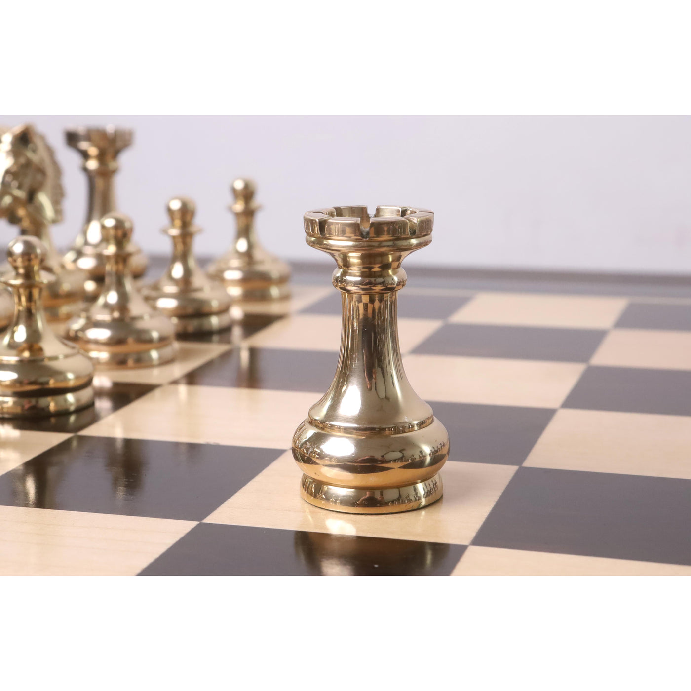 3.7" Splendor Series Brass Metal Luxury Chess Set - Pieces Only- Gold & Metallic Grey