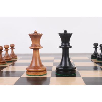 1900s' American Chess Company Reproduction Chess Set - Chess Pieces Only - Antiqued & Ebonised Boxwood - 3.9" King