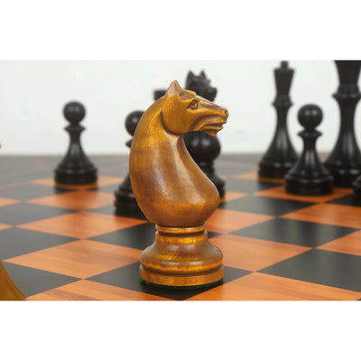 1935 Botvinnik Flohr-II Soviet Chess Pieces Only Set -Distress Antiqued Boxwood & Ebonised Boxwood- 4.4" King