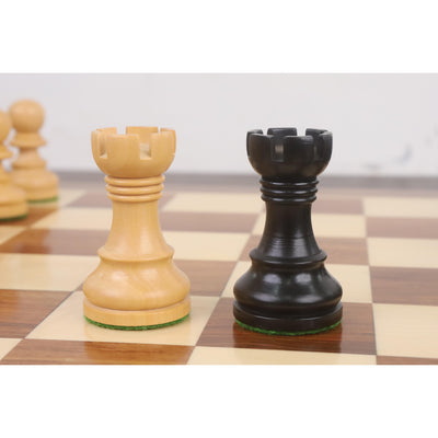 Slightly Imperfect 3.3" Taj Mahal Staunton Chess Set- Chess Pieces Only - Ebonised Boxwood & Boxwood