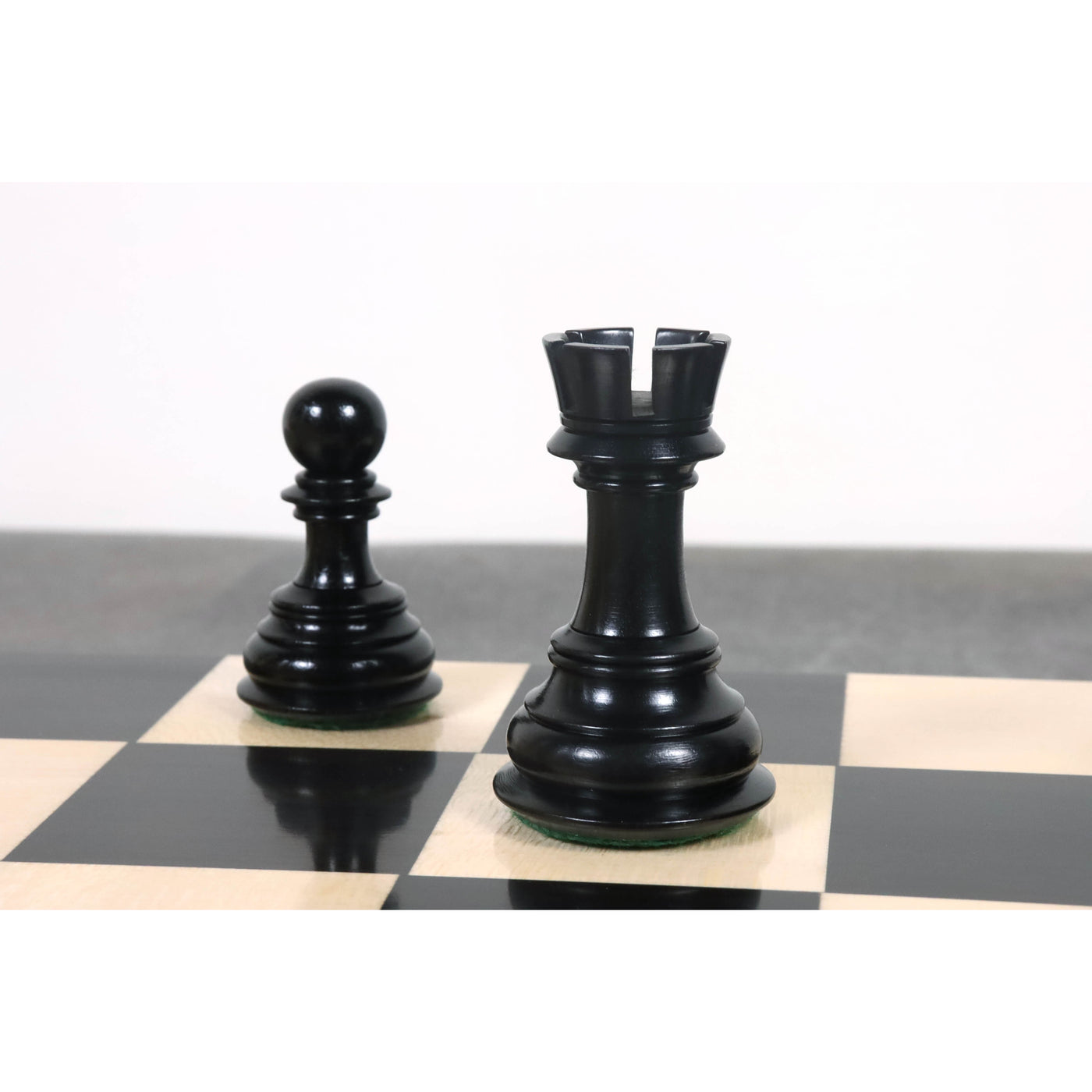 Combo of 4.6″ Rare Columbian Triple Weighted Ebony Wood Luxury Chess Pieces with 23" Printed Chessboard and Storage Box