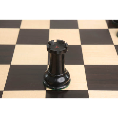 Combo of 1849 Cooke Type Staunton Chess Set - Pieces in Ebony Wood & Antiqued Boxwood with Board and Box