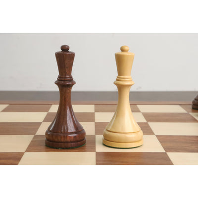 Combo of 1935 Botvinnik Flohr-II Soviet Chess Set - Pieces in Golden Rosewood with Board and Box