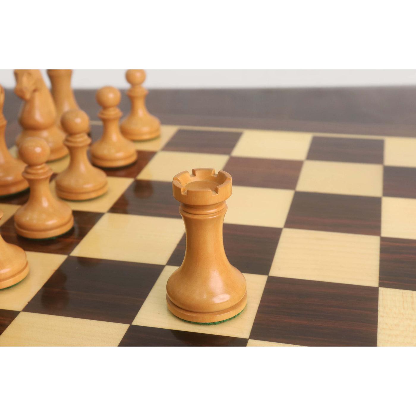 3.8" Candidates Series Minimalist Chess Set- Chess Pieces Only- Rosewood & Antiqued Boxwood