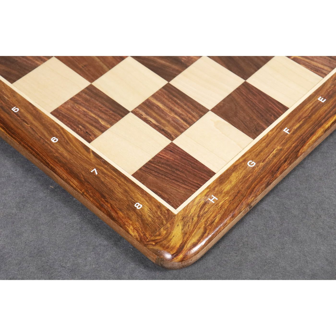 21" Large Chess board - Golden Rosewood & Maple - 55 mm Square- Algebraic Notations