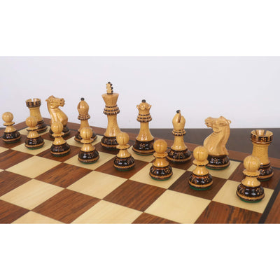 Combo of 20” Legacy Golden Rosewood Chess Board with 4” Professional Staunton Pieces (Gloss Finish)