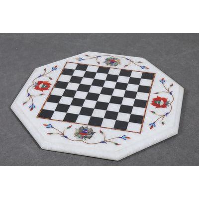 Marble Stone Chess Pieces & Board Set -Inlay Handcrafted Work- 12" board